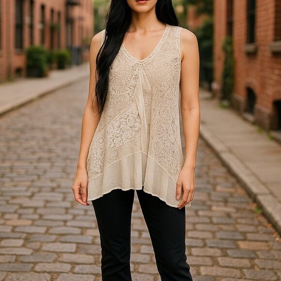 Johnny Was Cream Lace Blouse - Picture 1 of 8